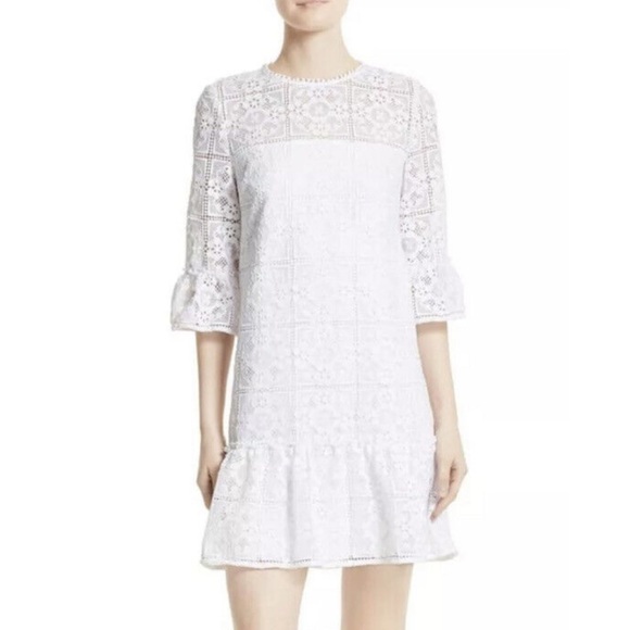 Kate Spade White Knee-Length Flounce Shift Lace Dress - Picture 2 of 3